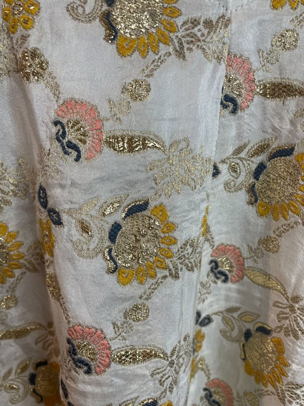 Free People Playsuit Romper Floral Metallic Ivory Gold Backless Halter Small - Picture 14 of 16